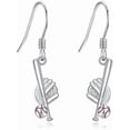 thumbnail image 1 of Baseball Earrings 925 Sterling Silver Baseball Dangle Drop Earrings Sport Jewelry Gifts for Women, 1 of 6
