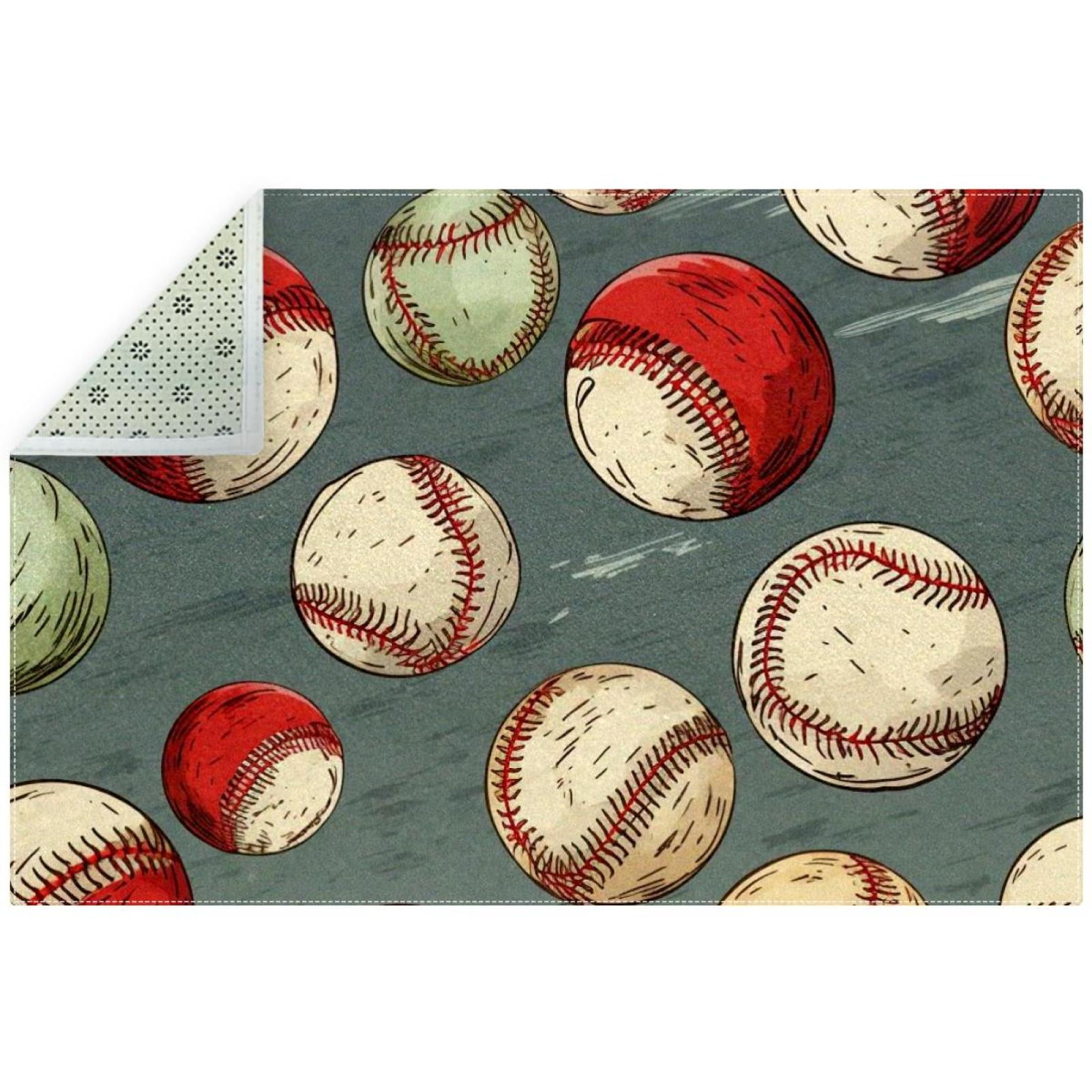 Baseball Elegant Polyester Floor Carpet for Home Decor Soft and