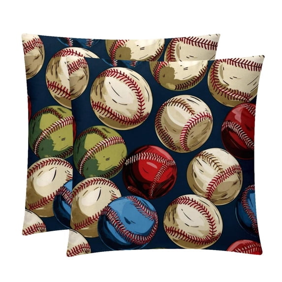 Baseball Elegant Velvet Throw Pillow Covers - Set of 2, Decorative Bed Pillow Cases with Unique Patterns for Home Decor, Available in 16x16, 18x18, and 20x20 Inches
