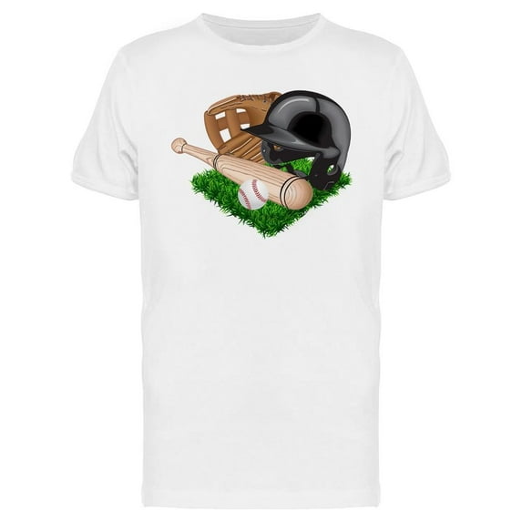 Baseball Equipment On Grass T-Shirt Men -Image by Shutterstock, Male Small