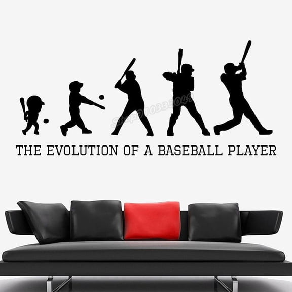 Baseball Evolution Wall Decal Baseball Wall Stickers Baseball Stickers Vinyl Art Decals for Kids Room Home Bedroom Decor 94x42cm