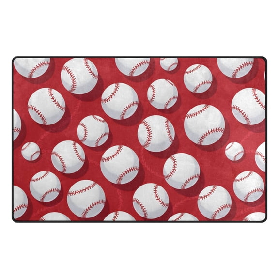 Baseball Exercise Red Pattern Memory Foam Area Rug 31"x20" Non Slip, Absorbent, Fade Proof for Living Room, Bedroom, Office