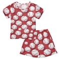 thumbnail image 1 of Baseball Exercise Red Pattern Summer Pajama Set Soft Cotton Short Sleeve Sleepwear 2PCS Pajama Sets Breathable Lounge Set Size 12Y, 1 of 7