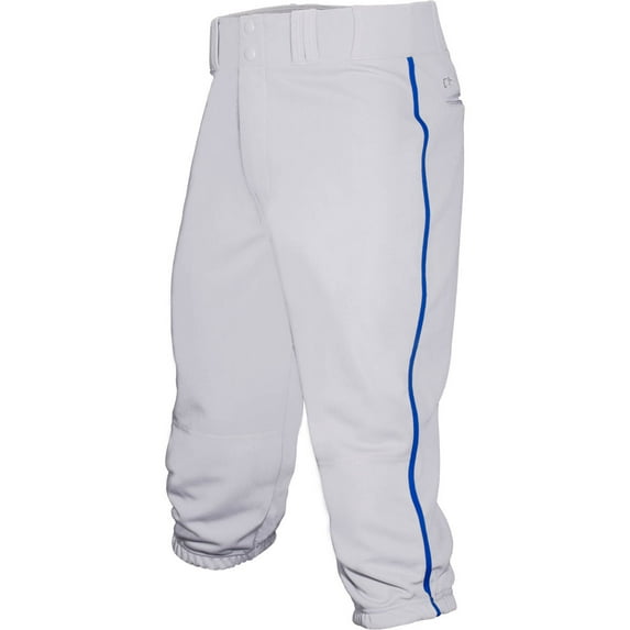 Baseball Express Youth Triple Play Baseball Knickers, Piped Youth Baseball Pants With Elastic Waistband, Double Knee, Pockets, and Elastic Bottom, YKK Zipper, White/Royal, Small