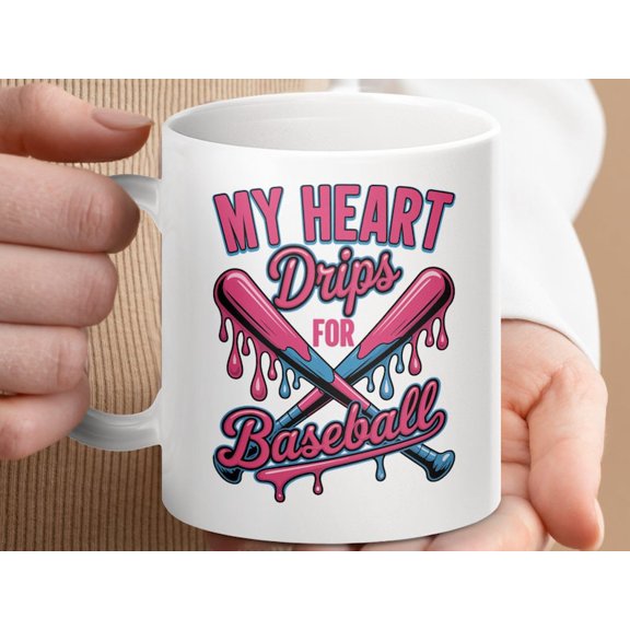 Baseball Fan Mug 'My Heart DR1ips For Baseball' Spor Gift