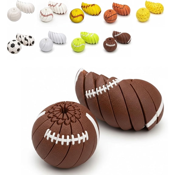 Baseball Fidget Ball, 3D-Printed Multi Texture Handheld Fidget Sphere,Multi Style Twistable Portable Omnidirectional Sensory Decompress Tool,Everyday Tool for Focus and Calm (American Football)