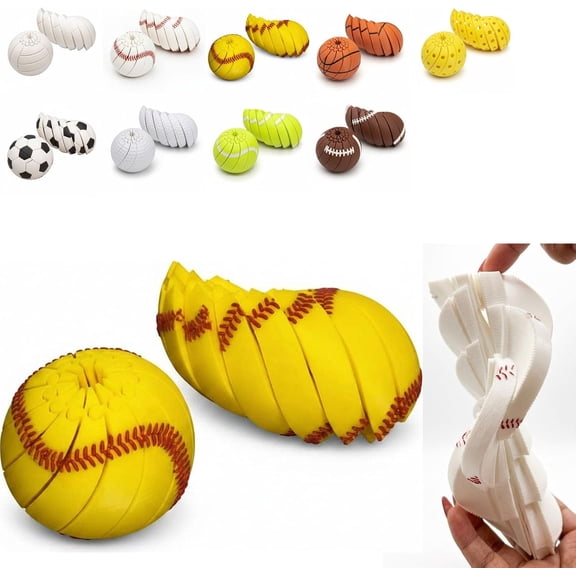 Baseball Fidget Ball, 3D-Printed Multi Texture Handheld Fidget Sphere,Multi Style Twistable Portable Omnidirectional Sensory Decompress Tool,Everyday Tool for Focus and Calm (Softball)