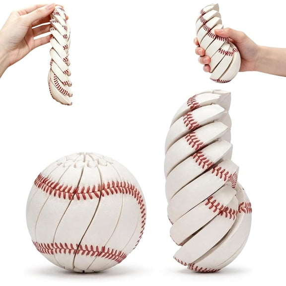 Baseball Fidget Ball, 3D Printed Twist & Turn Sensory Puzzle Ball, Portable Handheld Stress Relief Anxiety Relief Ball, Easter Basket Stuffer for Teens Adults, Ideal for Office Classroom Travel