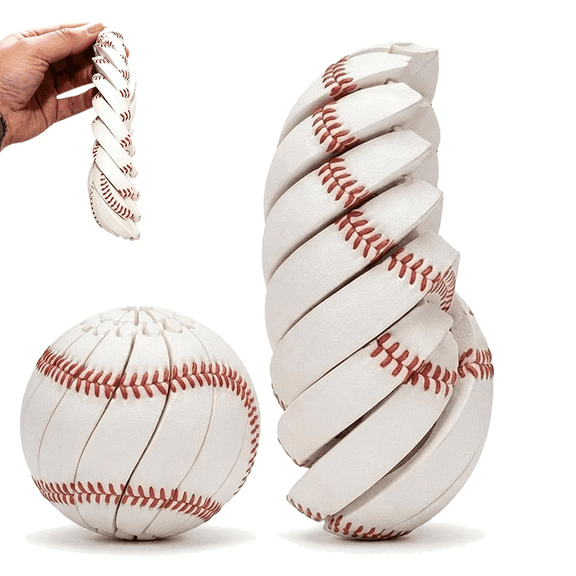 Baseball Fidget Ball, 3D Printed Twist and Turn Stress Relief Desk Accessory, Anxiety Relief Sensory Puzzle, Portable Handheld Focus Tool for Office & Daily Use