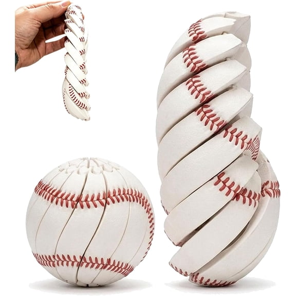 Baseball Fidget Ball Toy,3D Printed Twist and Turn Stress Relief Desk Fidget,Relieve Anxiety Fidget Ball Sensory Puzzle,Portable Handheld Focus Ball for Teens & Adults