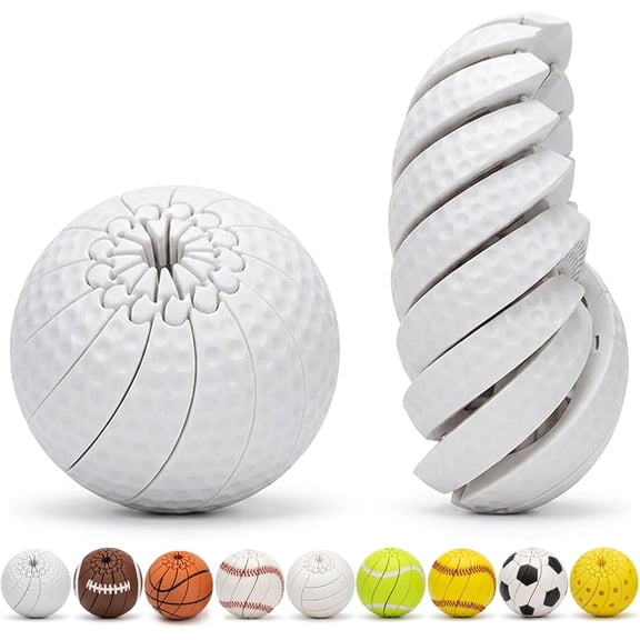 Baseball Fidget Ball Toys, 3D Printed Twist and Turn Stress Relief Desk Fidget, Mechanical Rotation Sensory Puzzle, Portable Handheld Focus Ball for Adults & Baseball Fans (Golf)