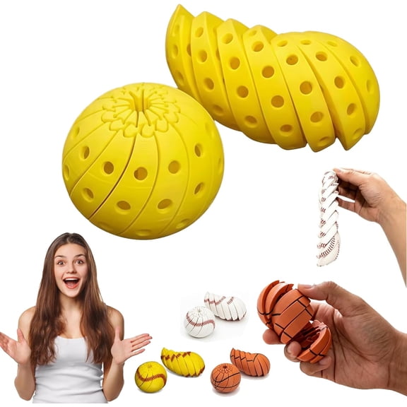 Baseball Fidget Ball for Stress Relief, 3D Printed Twist and Turn Desk Fidget, ADHD Focus Ball for Anxiety, Sensory Puzzle
