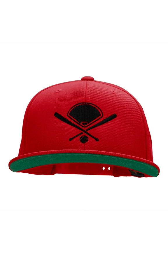 Baseball Field Embroidered Wool Blend Two Tone Cap - Red OSFM