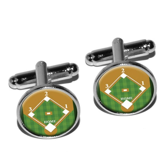 Baseball Field Round Cufflinks