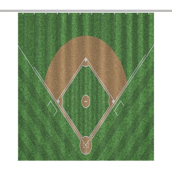 Baseball Field Shower Curtain Bathtub Decor Bathroom Fabric Waterproof Curtains Shower
