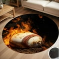 thumbnail image 1 of Baseball Fire Round Carpet Living Room Bedroom Home Decoration Coffee Table Mat Lounge Rug Chair Mats, 1 of 5
