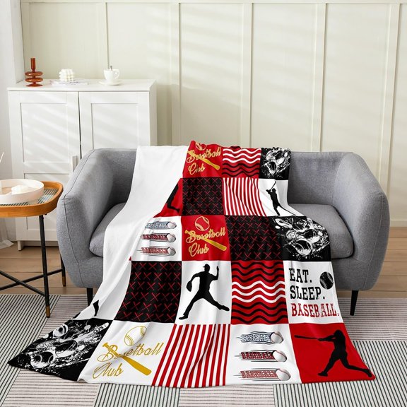 Baseball Fleece Throw Blanket for Kids Boys Girls Gift for Baseball Lover Flannel Blanket Plush Fuzzy Softball for Bed Couch Chair Living Room Sports Theme Sports Game 30" x 40"