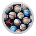 thumbnail image 1 of Baseball Fluorescent Drawer Pulls - Round Knobs - Glow-in-the-Dark Door Handles - 4-Pack - Suitable for Cabinets, Wardrobes, Dressers - Furniture Decor with Screws, 1 of 6