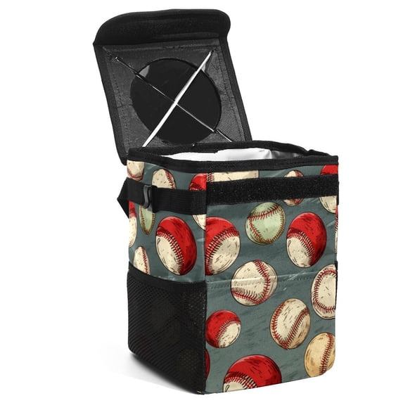 Baseball Foldable Car Trash Can with Lid, Leak-proof Hanging Storage Bag - Car Garbage Can, Trash Can for Car, Car Trash Bin