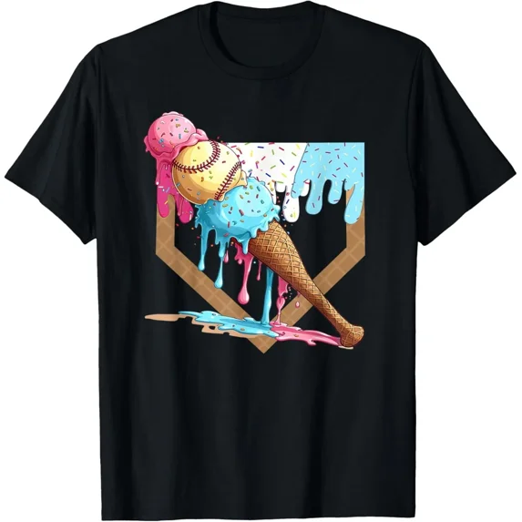 Baseball Food Dripping Baseball Home Plate Drip Graphic Tee Cool Unisex T-Shirt up to Size 5XL