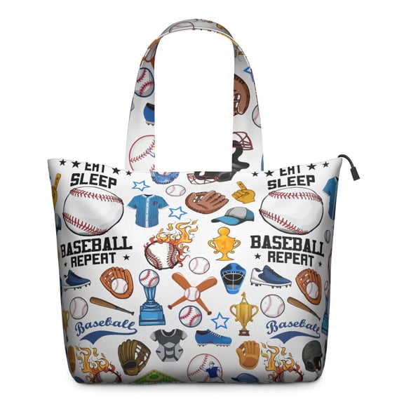 Baseball, Football, Basketball Print Weekender Bag Multipurpose Travel Tote with Multiple Compartments, Lightweight for Team Sports Gifts