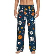 Baseball Football Basketball Sport Theme Men'S Pajama Pants Soft Sleep Lounge Pants Pjs Bottoms With Pockets Small