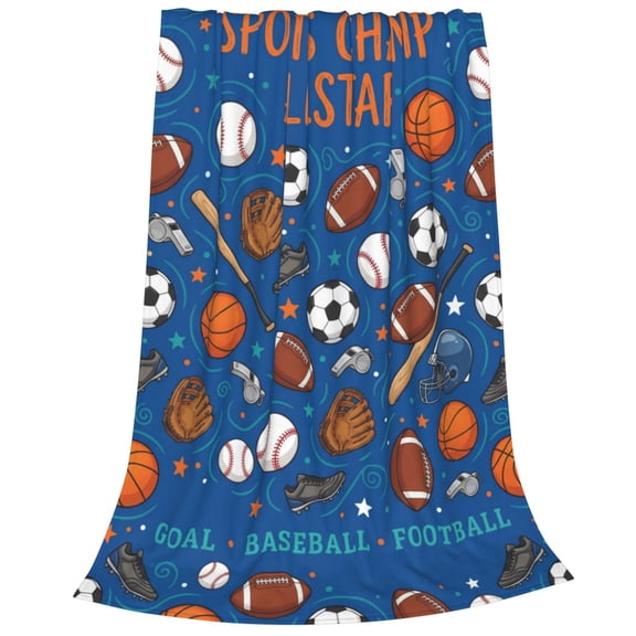 Baseball Football Basketball Sport Theme Throw Blanket, Soft Flannel Blanket Gift for Men Women, Cozy Blanket for Party, Couch, Sofa, Bed Decor 50x40