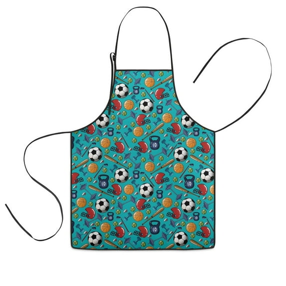 Baseball Football Pattern Kids Aprons for Girls and Boys,Adjustable Neck Strap Toddler Aprons for Kids Cooking Baking