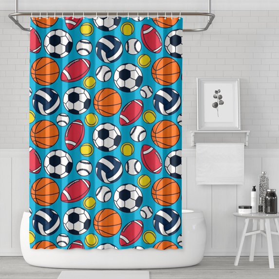Baseball Football Pattern Shower Curtain 72"x72" ,Bathroom Decorative Shower Curtains Set with 12 Hooks,Modern Waterproof Washable Shower Curtain