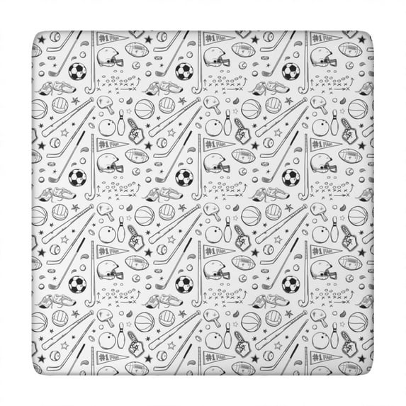 Baseball Football Pattern Square Fitted Tablecloth with Elastic Edge,Square Table Cover,Washable Elastic Table Cover for Home Kitchen Party Decor 34"x34"
