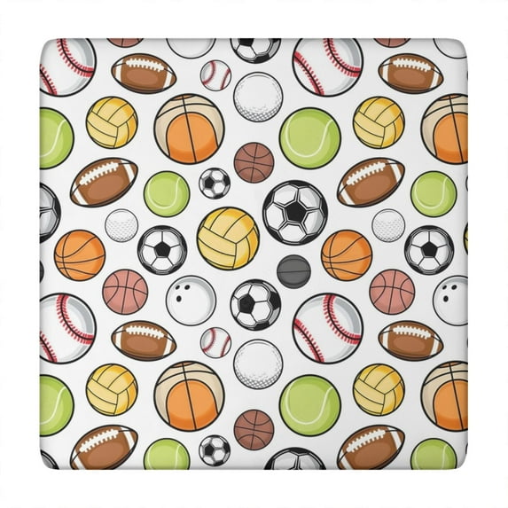 Baseball Football Pattern Square Fitted Tablecloth with Elastic Edge,Square Table Cover,Washable Elastic Table Cover for Home Kitchen Party Decor 34"x34"