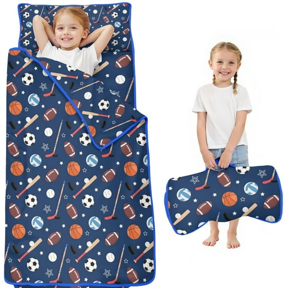 Baseball Football Pattern Toddler Nap Mats for Kids Preschool,Sleeping Mat Bag or Kids,Toddler Sleeping Bag,Toddler Nap Mat or Daycare