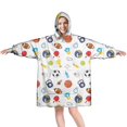 thumbnail image 1 of Baseball Football Pattern Wearable Oversized Blanket,Wearable Blanket Hoodie for Adults,Cozy Hooded Blankets with Super Pockets,Super Warm Fuzzy Pullover for Women & Men, 1 of 6