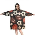 thumbnail image 1 of Baseball Football Pattern Wearable Oversized Blanket,Wearable Blanket Hoodie for Adults,Cozy Hooded Blankets with Super Pockets,Super Warm Fuzzy Pullover for Women & Men, 1 of 6