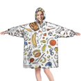 thumbnail image 1 of Baseball Football Pattern Wearable Oversized Blanket,Wearable Blanket Hoodie for Adults,Cozy Hooded Blankets with Super Pockets,Super Warm Fuzzy Pullover for Women & Men, 1 of 6