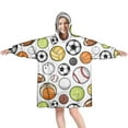thumbnail image 1 of Baseball Football Pattern Wearable Oversized Blanket,Wearable Blanket Hoodie for Adults,Cozy Hooded Blankets with Super Pockets,Super Warm Fuzzy Pullover for Women & Men, 1 of 6