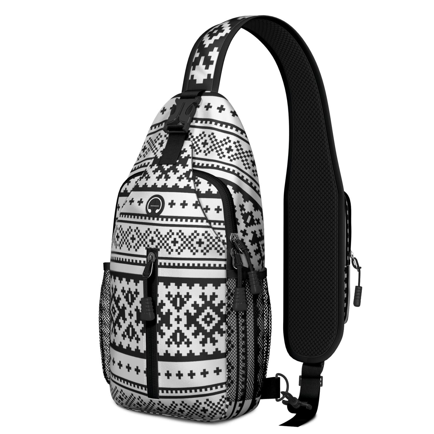Baseball and Football Print Sling Bag for Boys – Lightweight Durable Polyester Crossbody Backpack with Secure Zippers, Large Compartments, Mesh Side Pockets for Training, Competition, and Outdoor Play