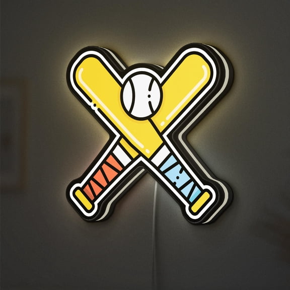 Baseball Game 3D Novelty Light Box for Sports Enthusiasts, Fastball and Softball Lamp Decor Featuring Team Play and Equipment Theme (Height 16 inch, 40cm)