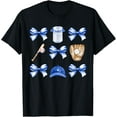 thumbnail image 1 of Baseball Game Day Blue Coquette Bow Baseball Mom Retro T-Shirt, 1 of 4