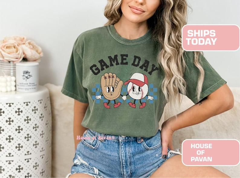 Baseball Game Day Shirt, T-Mom Graphic Tee, Sports Mom Shirt, Comfort Colors® Baseball Shirt for Women