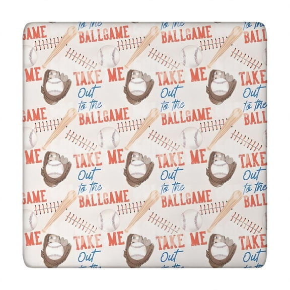 Baseball Game Pattern Square Fitted Tablecloth with Elastic Edge,Square Table Cover,Washable Elastic Table Cover for Home Kitchen Party Decor 34"x34"