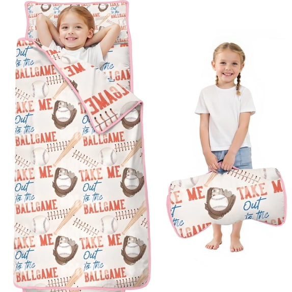 Baseball Game Pattern Toddler Nap Mats for Kids Preschool,Sleeping Mat Bag or Kids,Toddler Sleeping Bag,Toddler Nap Mat or Daycare
