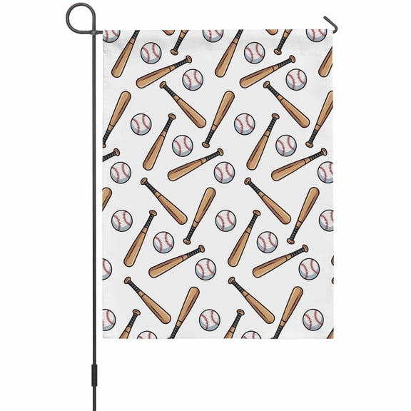 Baseball Garden Flag 12 x 18 Inches, Retro Sports Style Baseball Bats Minimalist Modern Weather Proof Outdoor Patio Flags Double Sided Small Garden Decoration for Yard Outside Home