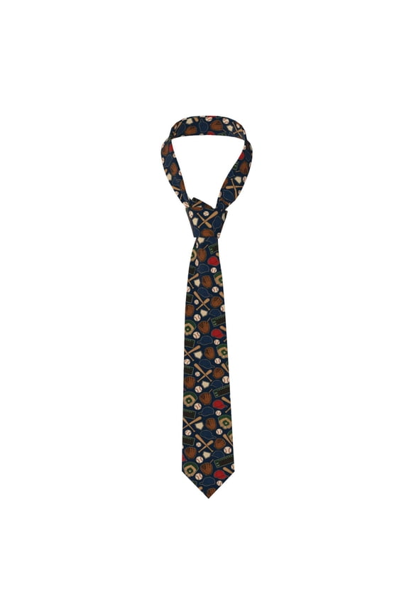 Baseball Gear Icon Pattern Men's Neck Tie Casual Necktie Formal Business Wedding Party
