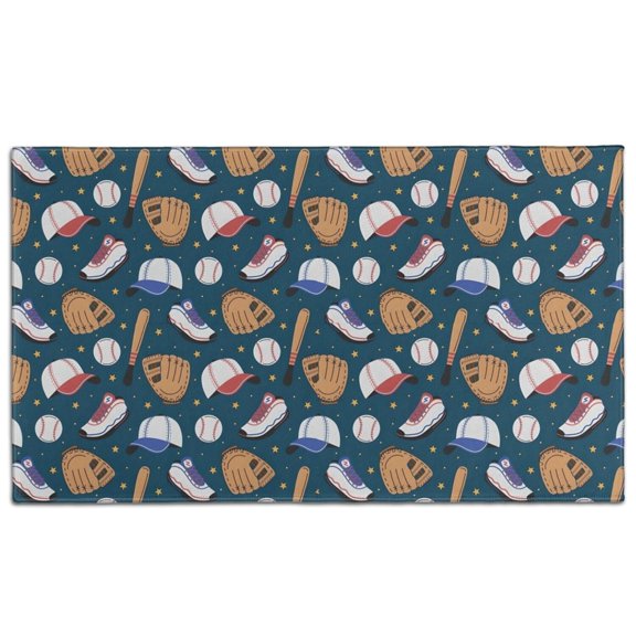 Baseball Gear Pattern Door Rugs,Washable Non Slip Door Mats Indoor,Decorative Door Mats,Entry Mat Indoor for Entrance,Bedroom,Kitchen,Bathroom,17"x30"