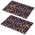 Baseball Gear and Snacks Blue PVC Woven Placemats Set Of 2, Bar Counter ...