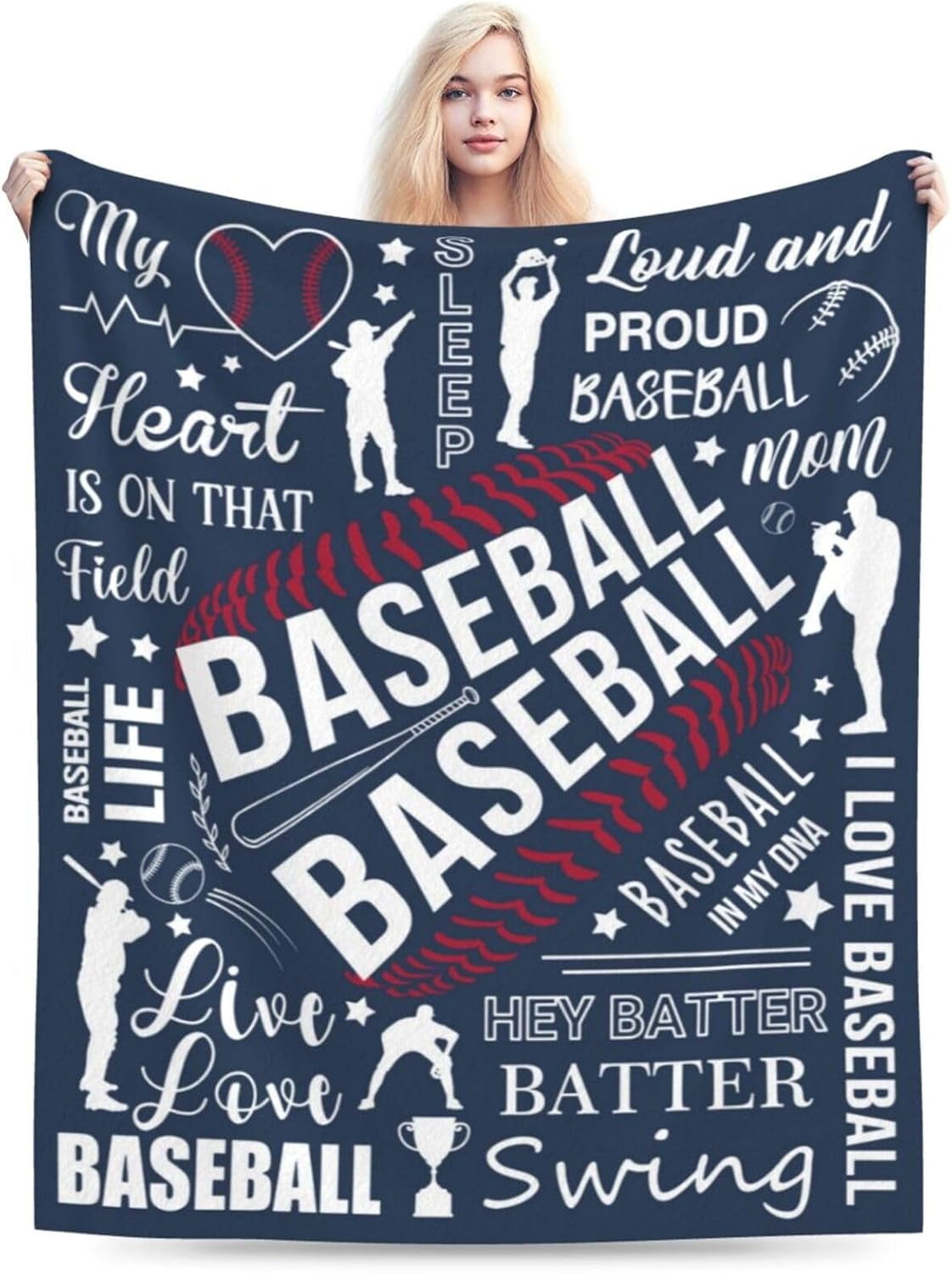 Baseball Gifts Baseball Blanket for Women and Men Soft Baseball Gifts for Girls Women Team Baseball Stuff for Girls Cozy Fleece Baseball Fuzzy Sports Ball Blankets for Couch Bed Room Decor 80"X60"