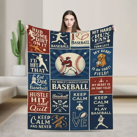 Baseball Gifts for Boys Men Blanket Ultra Soft Flannel Baseball Throw Blanket Baseball Lover Baseball Team Blankets Gifts for Kids Adults 50x40