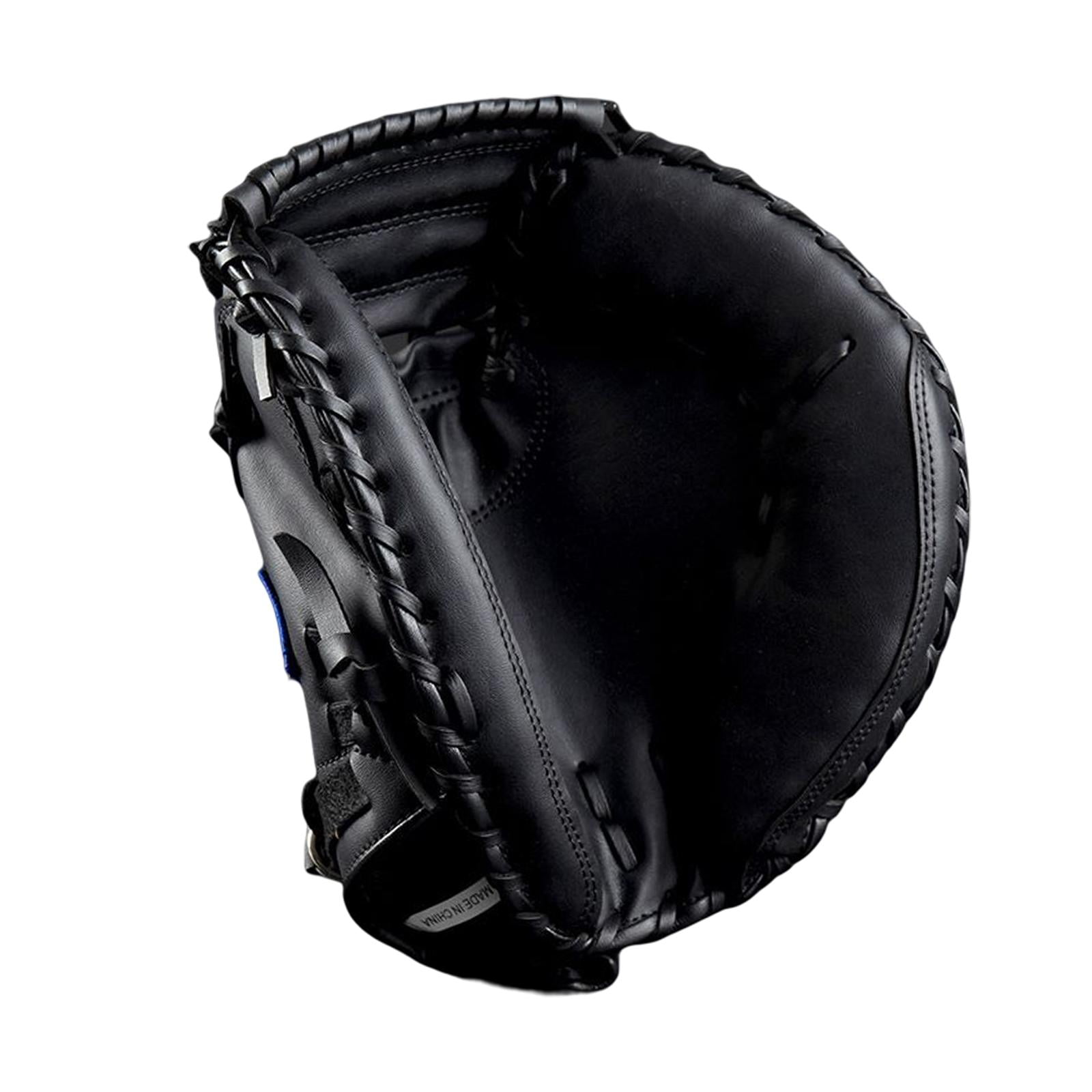 Baseball Glove Durable PU Leather Baseball And Softball Catcher' Beginner Play Training Youth Adults Practice Outdoor Sports Black