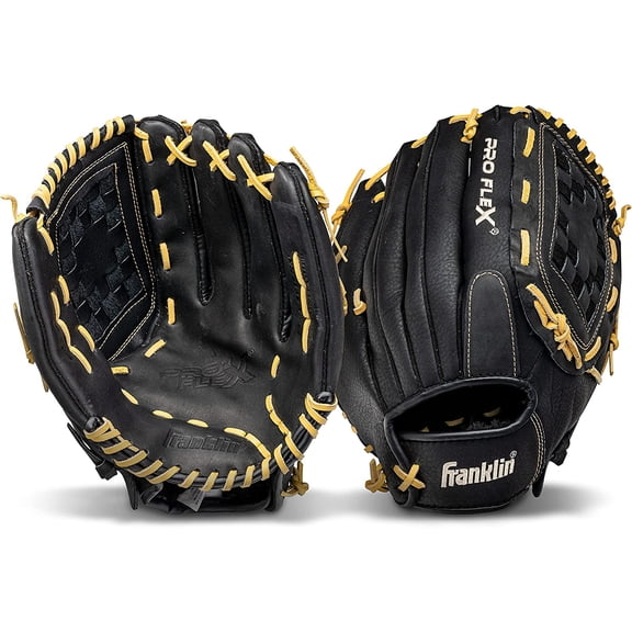 Baseball Glove - Proflex Adult Baseball + Softball Glove - Outfield + Infield Mitt - Right and Left Handed Throw - Camel